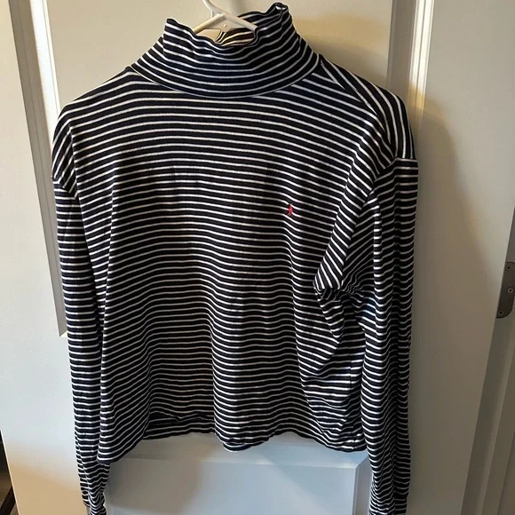 Ralph Lauren Polo Sport Navy and White Striped Turtleneck - Picture 2 of 9
